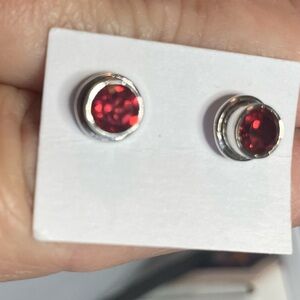 Elegant Sterling Silver and Garnet Stud Earrings